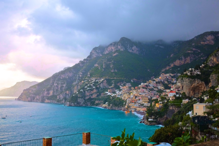 Positano as seen from the Amalfi Coast road