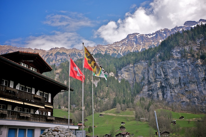 Chalet flying the flags