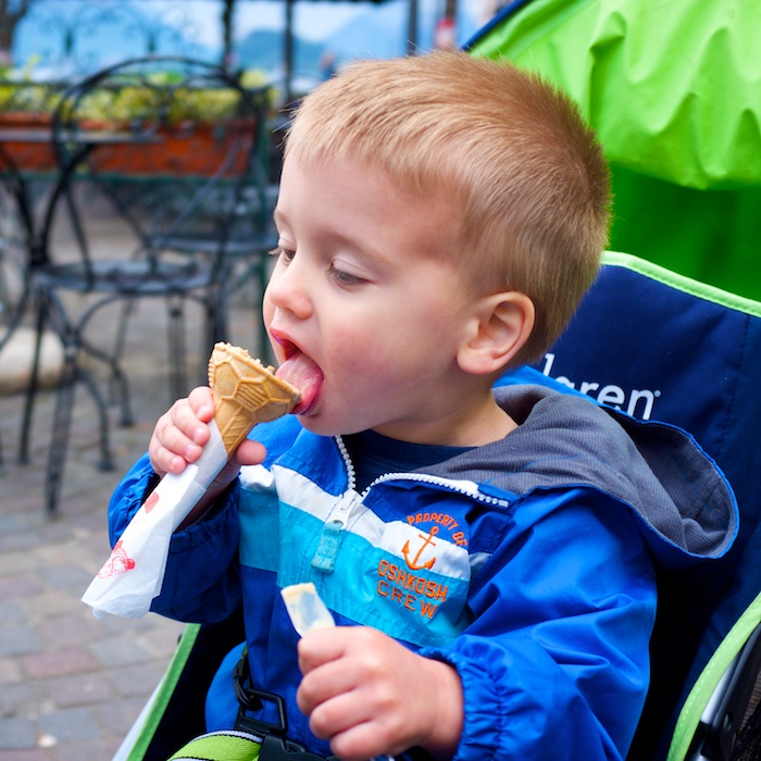 Liam stealing mommy's gelato