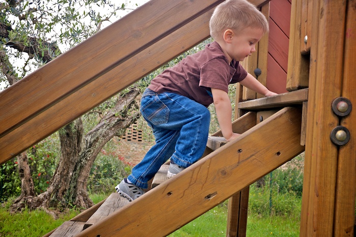 Liam handling the playground stairs like a champion