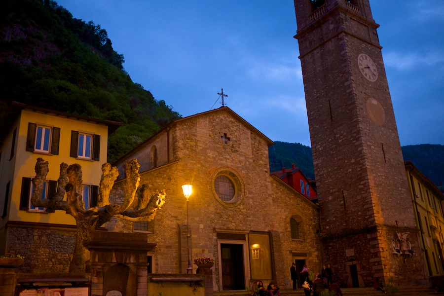 The church, facing the square