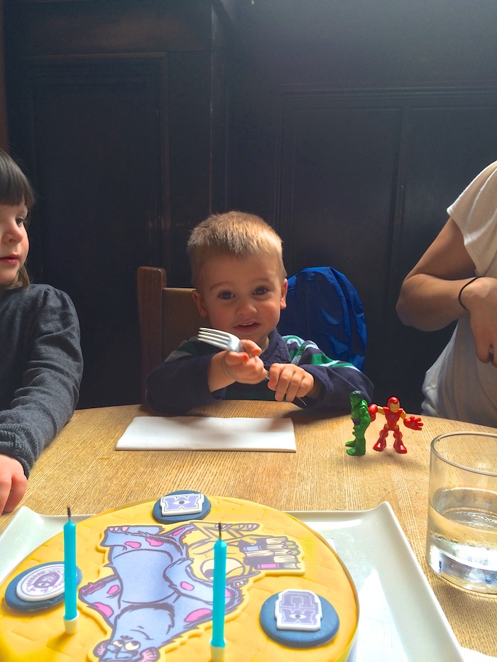 Liam and his cake on his 2nd birthday