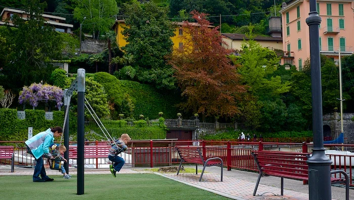 Waterfront playground. Makes parents and kids happy!